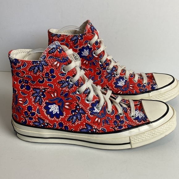 Converse Chuck 70 High 'Paisley Habanero Red' Floral Sz 9 Elevated Basic Casual - Picture 3 of 16